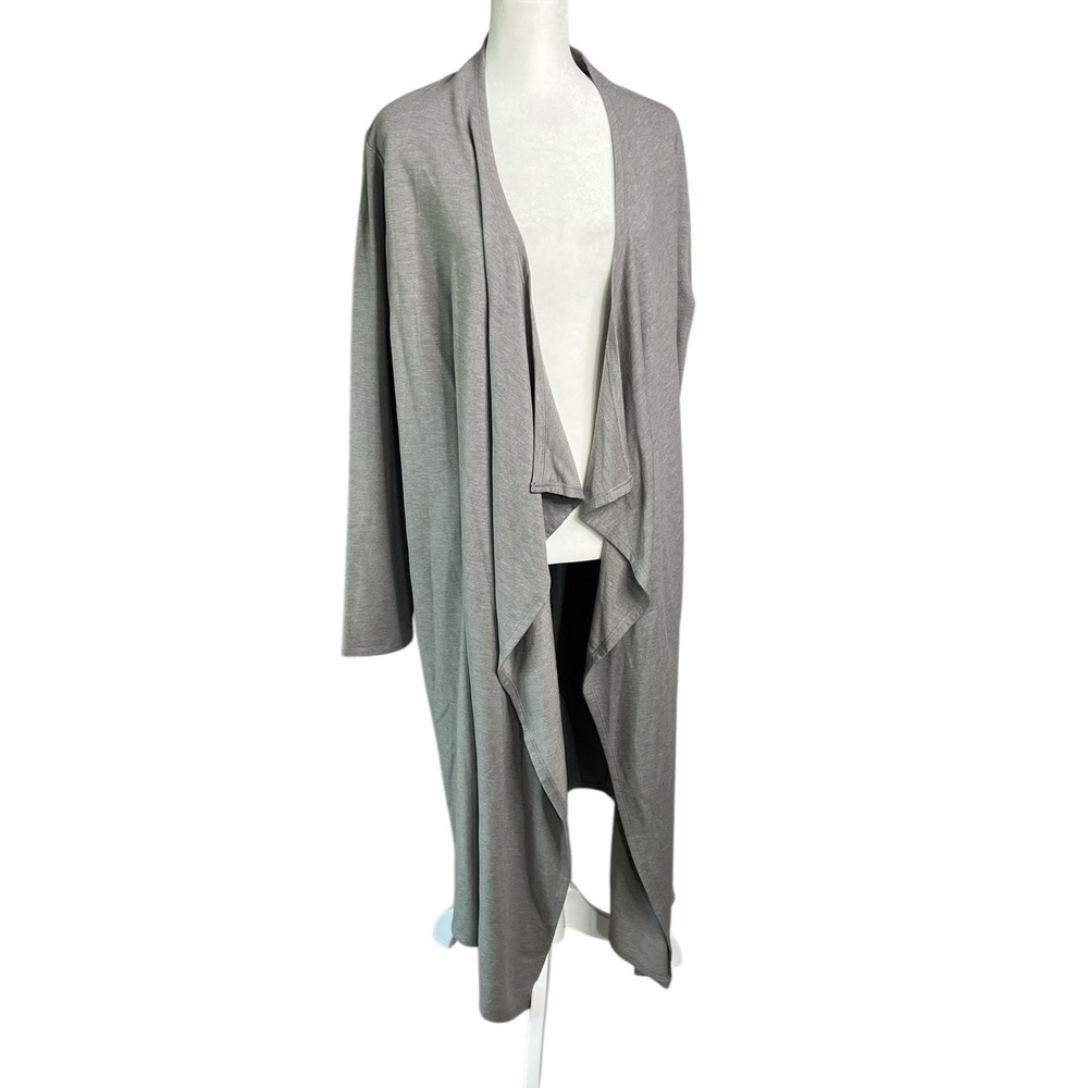 CACIQUE Duster Cardigan Long Open Front Knit Lightweight‎ Gray Casual Size 14-16